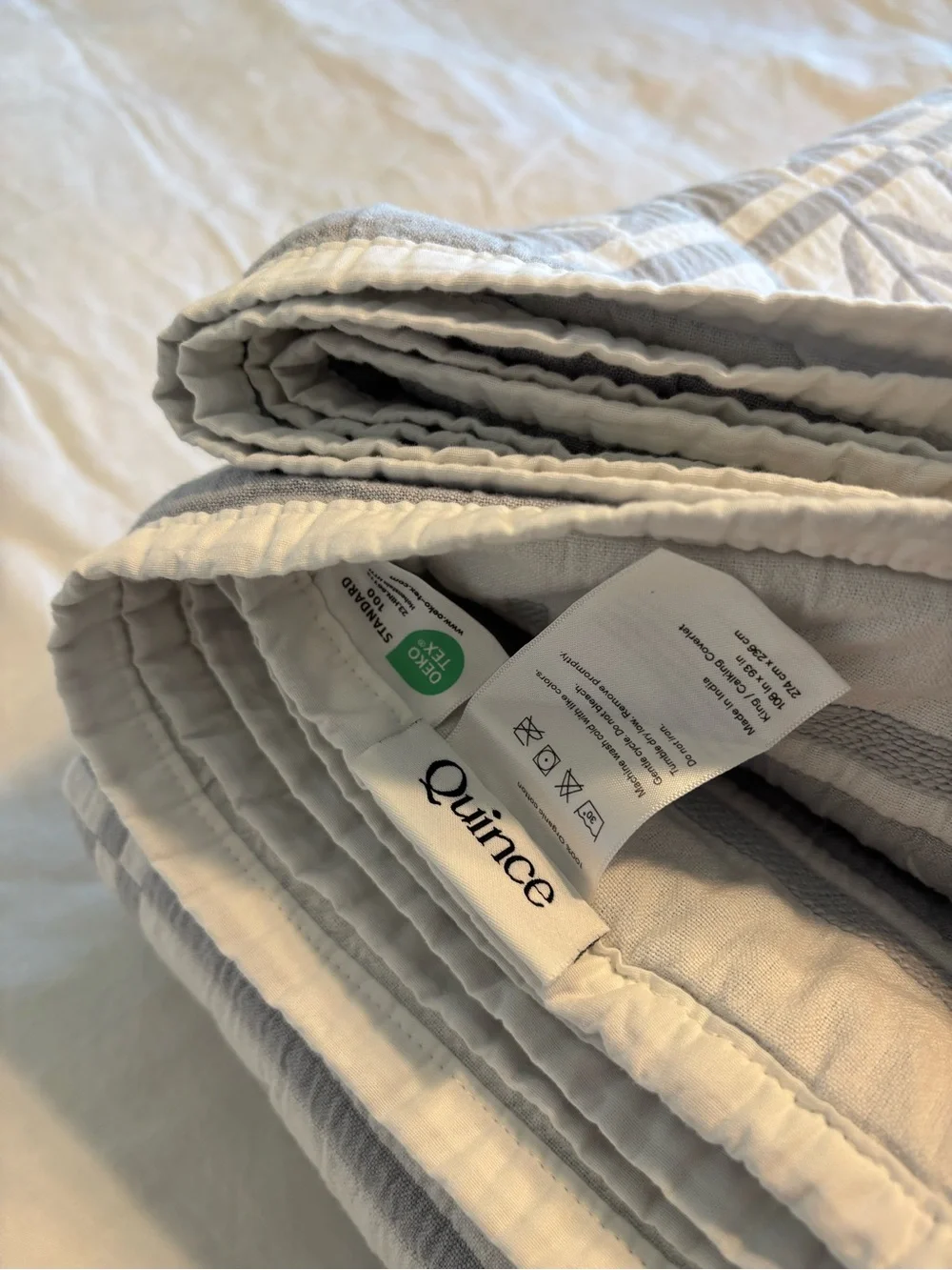 Quince Organic Cotton Jacquard Floral Coverlet - King/Cali King - Blue Fog